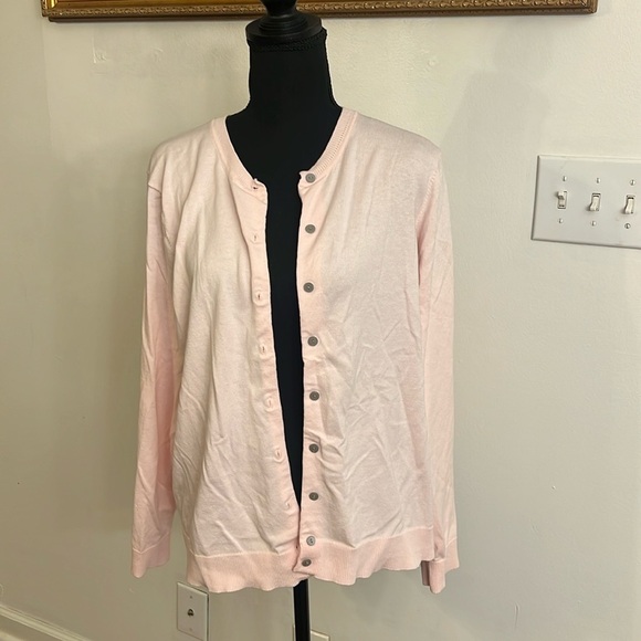 Karen Scott Cotton Viscose Nylon Blend Button Up Cardigan, Sz. L. - Picture 3 of 9